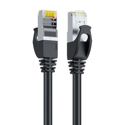 কালো SFTP Cat6 প্যাচ কর্ড ডবল ঢালযুক্ত 24AWG খাঁটি কপার RJ45 সংযোগকারী