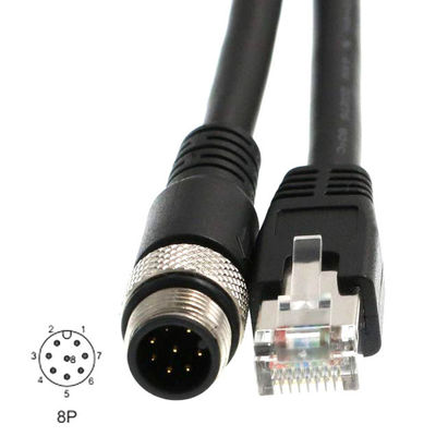 ফিল্ডবাস সেন্সরের জন্য ROHS Cat6 ইন্ডাস্ট্রিয়াল ইথারনেট কেবল M12 D কোড 8 পিন থেকে RJ45