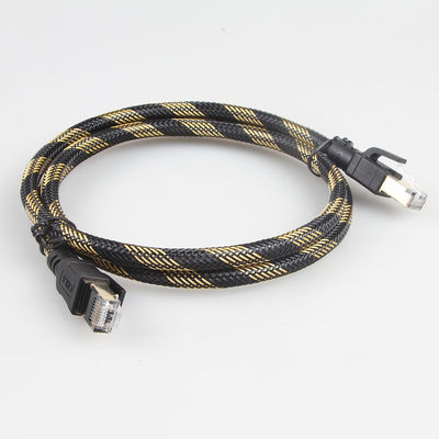 SFTP RJ45 Cat 8 আউটডোর ইথারনেট কেবল নাইলন বিনুনিযুক্ত কালো হলুদ