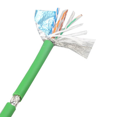 শিল্প অ্যাপ্লিকেশনের জন্য উচ্চ নমনীয়তা Cat 5e SFTP AWG26 পিভিসি সবুজ RJ45 ইথারনেট কেবল