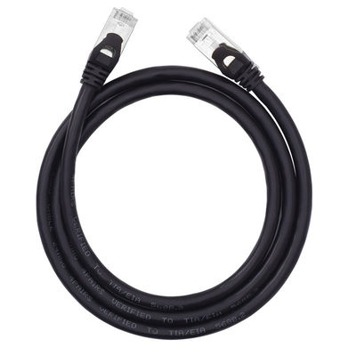 কালো SFTP Cat6 প্যাচ কর্ড ডবল ঢালযুক্ত 24AWG খাঁটি কপার RJ45 সংযোগকারী