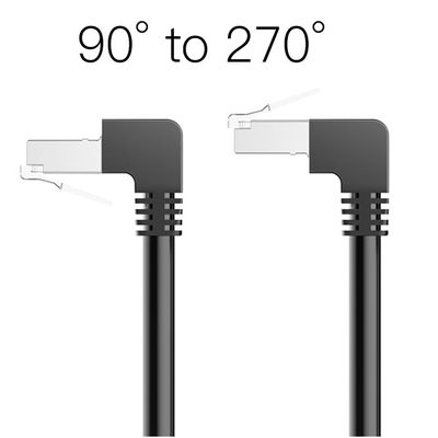 OEM স্থিতিশীল Cat7 প্যাচ কর্ড 90 ডিগ্রি থেকে 270 ডিগ্রি ঊর্ধ্বমুখী কোণযুক্ত