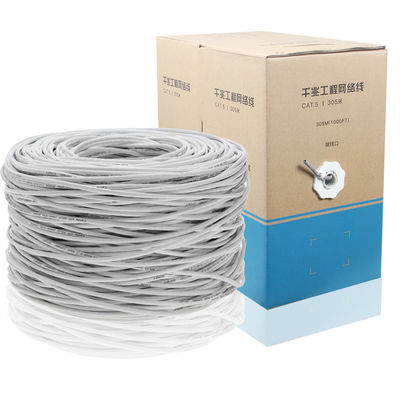 টেকসই 23AWG Cat5e নেটওয়ার্ক ইথারনেট কেবল, 4 জোড়া 1000ft UTP শিল্ডেড কেবল