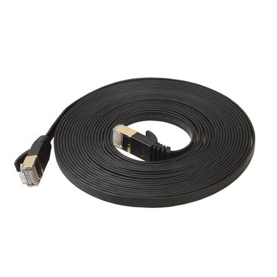 ব্যবহারিক কালো Cat6 ফ্ল্যাট ইথারনেট তারের সাথে সোনার ঢালযুক্ত Snagless Rj45 সংযোগকারী