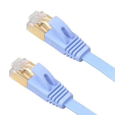 4 Ft Cat6 ফ্ল্যাট ইথারনেট ল্যান ক্যাবল, সোনার ঢালযুক্ত Snagless Rj45 কানেক্টর সহ নীল
