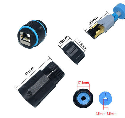 আউটডোর IP68 ইনলাইন জলরোধী সংযোগকারী CAT6 STP মহিলা থেকে মহিলা
