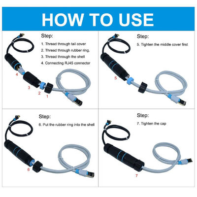 আউটডোর IP68 ইনলাইন জলরোধী সংযোগকারী CAT6 STP মহিলা থেকে মহিলা