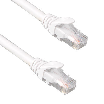 RJ45 সংযোগকারী সহ সাদা UTP Cat6 প্যাচ কর্ড 24AWG 7/0.2 PVC LSZH জ্যাকেট