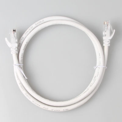 RJ45 সংযোগকারী সহ সাদা UTP Cat6 প্যাচ কর্ড 24AWG 7/0.2 PVC LSZH জ্যাকেট