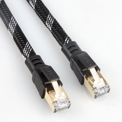 হেভি ডিউটি ​​Rj45 Cat8 নেটওয়ার্ক কেবল, নাইলন ব্রেইডেড প্যাচ কর্ড ক্যাট 8
