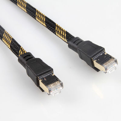 স্থিতিশীল RJ45 Cat8 প্যাচ কেবল নাইলন বিনুনি কালো হলুদ উচ্চ গতি