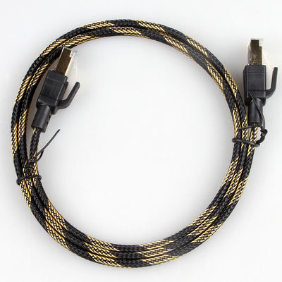 স্থিতিশীল RJ45 Cat8 প্যাচ কেবল নাইলন বিনুনি কালো হলুদ উচ্চ গতি