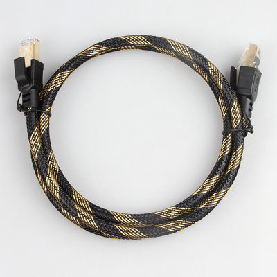 SFTP RJ45 Cat 8 আউটডোর ইথারনেট কেবল নাইলন বিনুনিযুক্ত কালো হলুদ