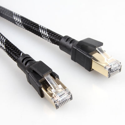 আউটডোর ইন্ডোর Cat8 প্যাচ কেবল নাইলন ব্রেইডেড 26AWG 40Gbps 2000MHz S/FTP