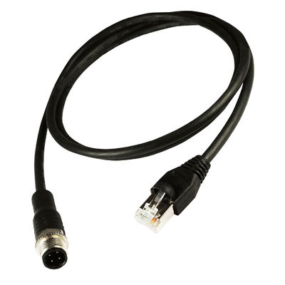 M12 থেকে Rj45 গিগাবিট ইন্ডাস্ট্রিয়াল ইথারনেট কেবল Cat5e Cat6 কালো রঙ
