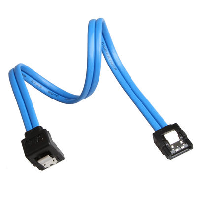 ব্লু প্র্যাকটিক্যাল SATA 3 6GB S তারের সাথে লকিং ল্যাচ সোজা 90 ডিগ্রি প্লাগ