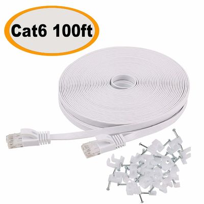 আউটডোর ইন্ডোর Cat6 প্যাচ কর্ড 100 Ft 10Gbps স্লিম ফ্ল্যাট টেকসই