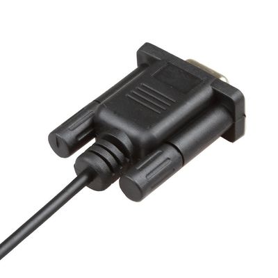 কালো RS232 ওয়্যার হারনেস কেবল DB9Pin মহিলা থেকে DC 3.5 মিমি স্থিতিশীল