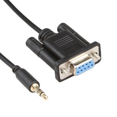 কালো RS232 ওয়্যার হারনেস কেবল DB9Pin মহিলা থেকে DC 3.5 মিমি স্থিতিশীল