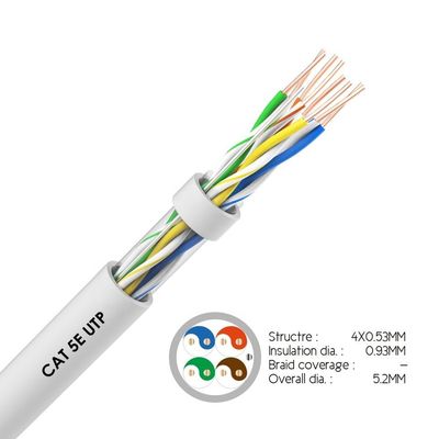 সলিড UTP Cat5e নেটওয়ার্ক কেবল 4 জোড়া CCA কন্ডাক্টর PVC জ্যাকেট